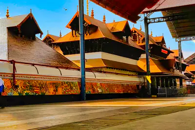 Tiered copper roofs of Guruvayur temple, a classic example of Kerala temple architecture