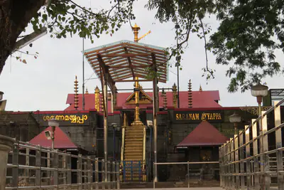 Sabarimala Ayyappa temple sannidhanam with the eighteen golden steps, Pathanamthitta, Kerala