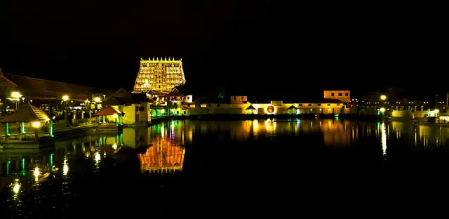 Padmanabhaswamy Temple lit with oil lamps during Lakshadeepam, Thiruvananthapuram