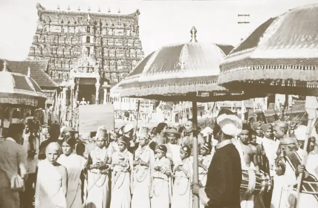 Devotees gathered outside the entrance of Padmanabhaswamy Temple